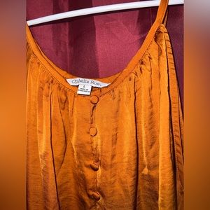 Ophelia Roe silky strap sleeve bronze top